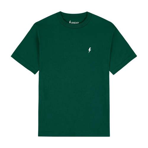 Embroidered Thunderbolt Logo T-Shirt Forest Green/White